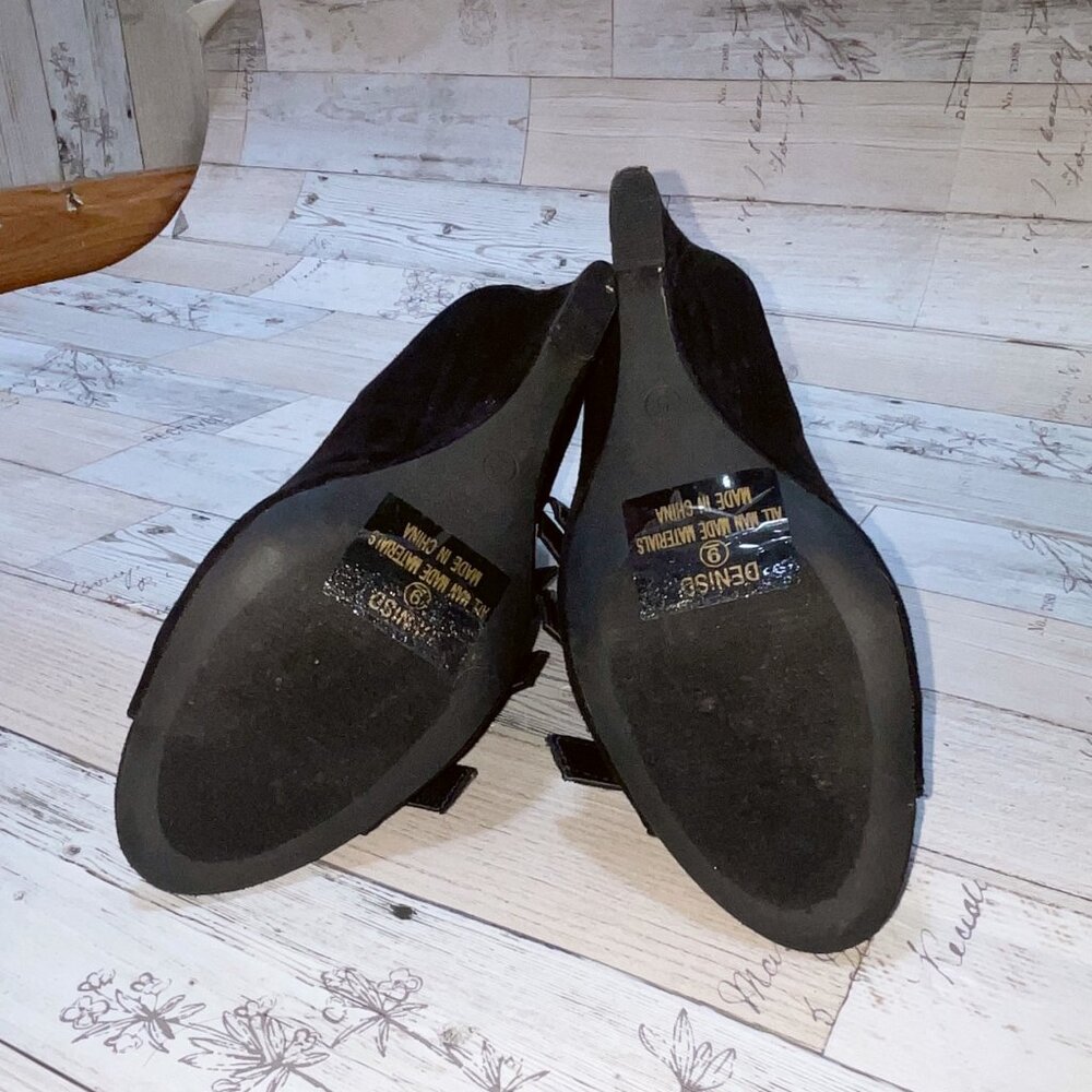 Guilty Soles Black Vegan Suede Buckle Boots - Picture 4 of 5